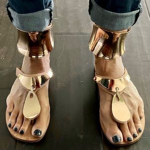 Jeffrey Campbell Gold ankle cuff & detail sandals